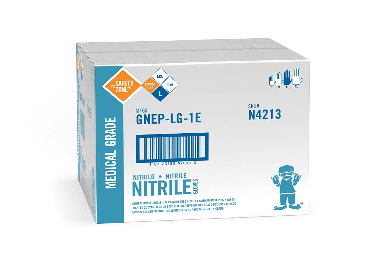 The Safety Zone Nitrile Exam Gloves, Blue, case of 1000,