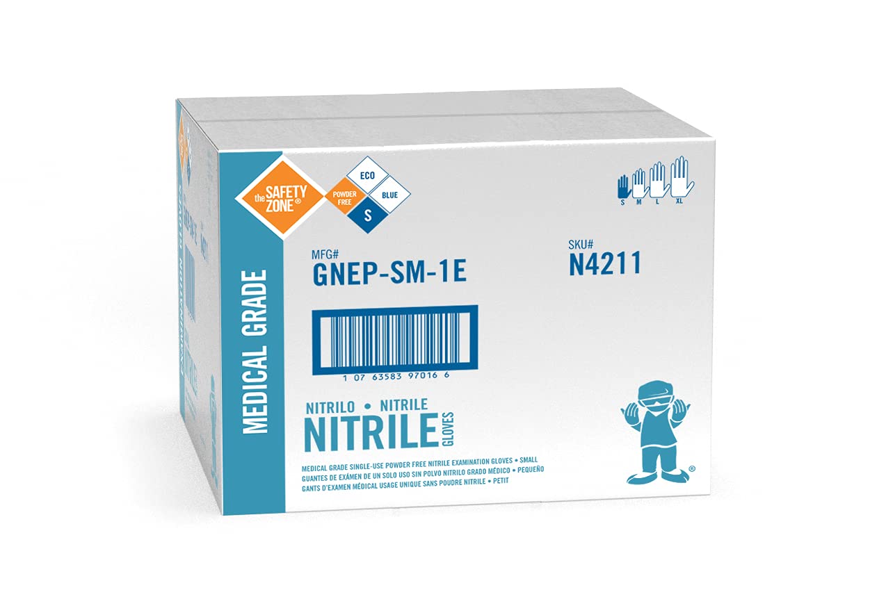 The Safety Zone Nitrile Exam Gloves, Blue, case of 1000,